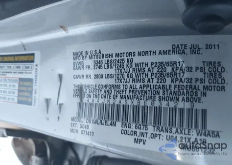 2011 Mitsubishi Endeavor from USA, damaged, VIN 4A4JN2ASXBE034219